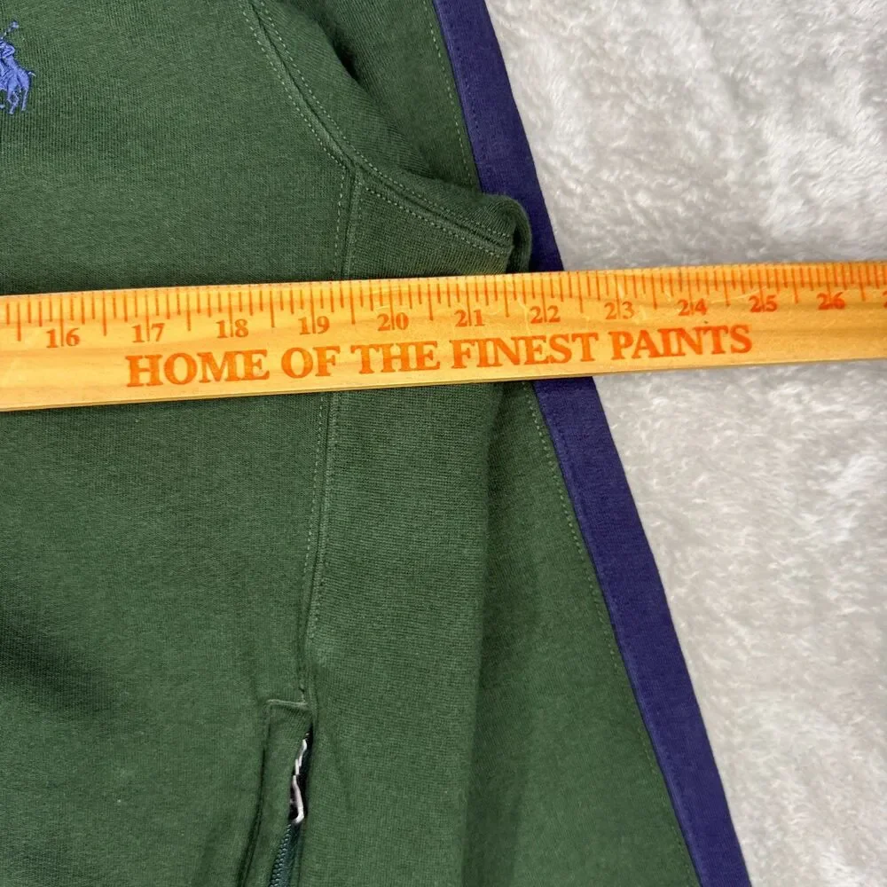 Polo Ralph Lauren Track Jacket Mens Medium Green Blue Stripe Full Zip Mock Neck